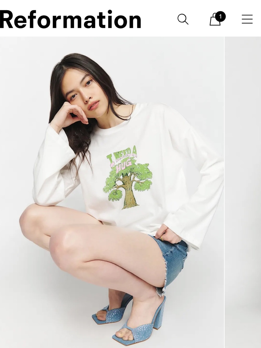 Reformation Oversized Long Sleeve Tree Hugger Tee
